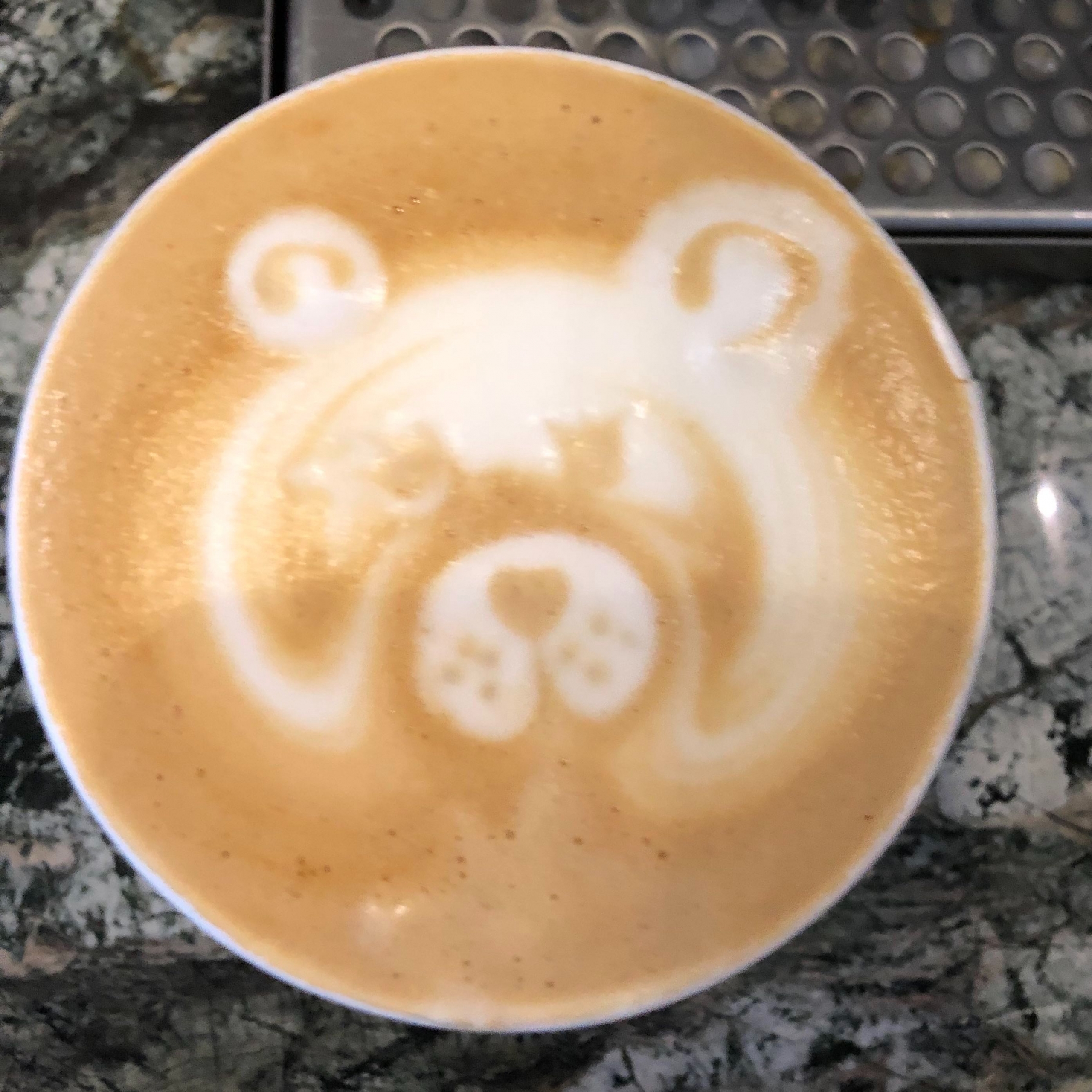 Latte with bear design in foam
