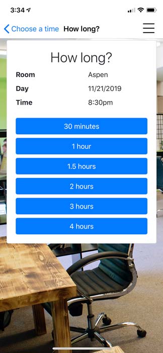 Screenshot of Jellyswitch app - Choose a duration